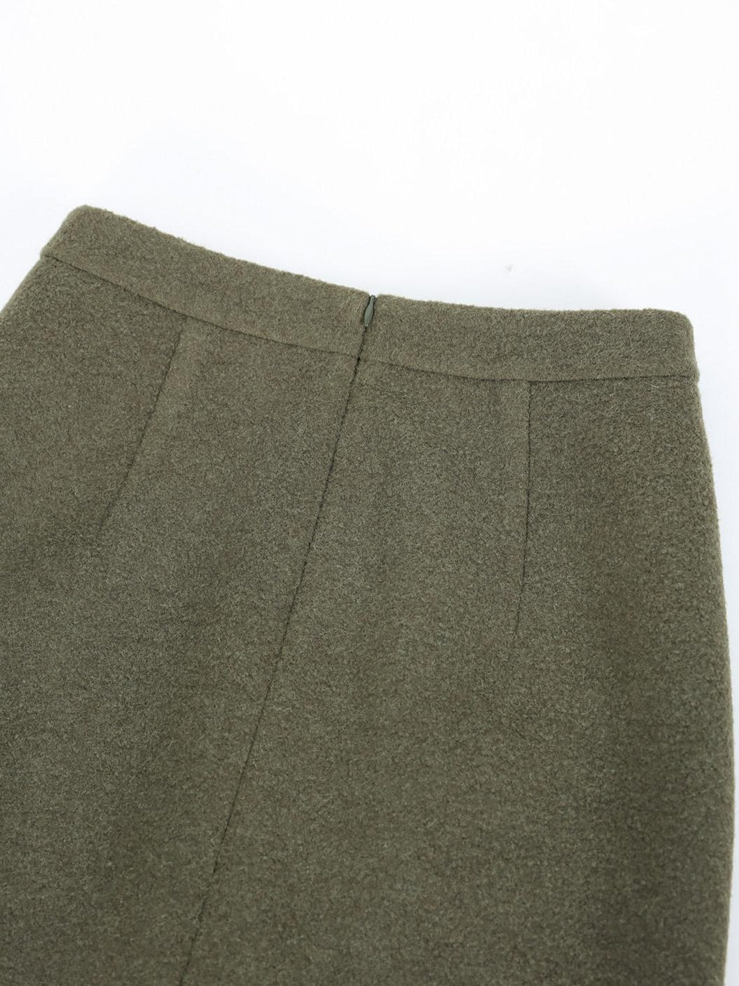 audreyyang Insulated Loose Fit Hooded Wool Blend Hidden Button Beech Green Cropped Jackets