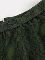 audreyyang Shape Retain Loose Snake Print Dark Green Recycled Viscose Women Wide Leg Pants