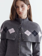 fano Button Front Two Piece Knit Crew Neck Long Sleeve Women Office Cardigans