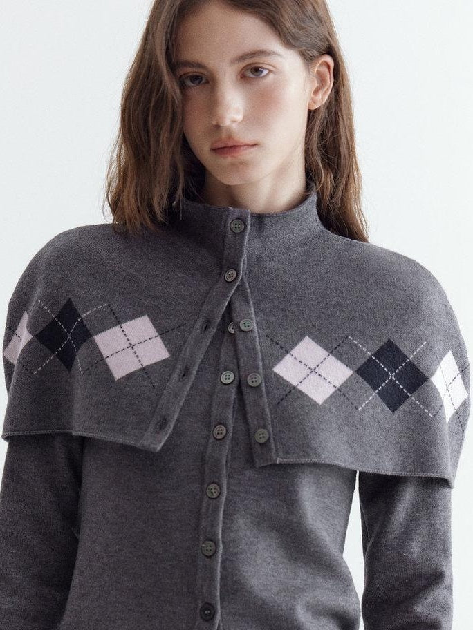 fano Button Front Two Piece Knit Crew Neck Long Sleeve Women Office Cardigans