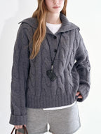 fano Thermal Wool Blend Relaxed Long Sleeve Commuter Heather Grey Cardigans