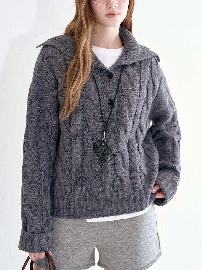 fano Thermal Wool Blend Relaxed Long Sleeve Commuter Heather Grey Cardigans