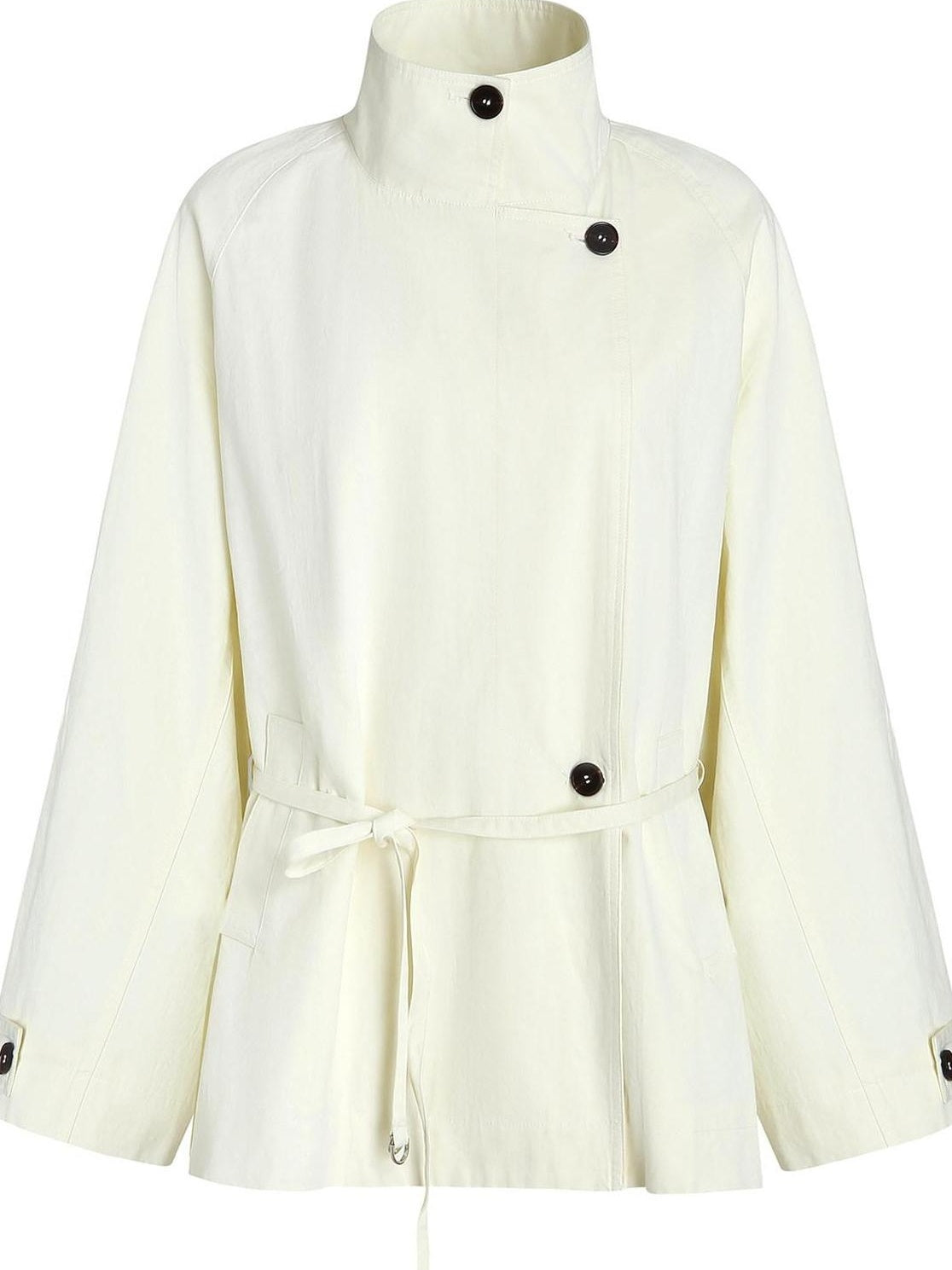 fano Cotton Stand Collar Loose Fit Korean Commuter Women Beige Mid Trench Coats