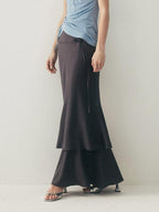 someone sometimes Soft Modal Tencel Minimal Office Double Fishtail Low Waist Women Maxi Skirts