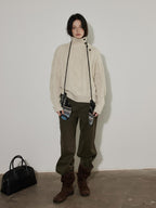 Lofi choose High Waist Washed Vintage Olive Zipper Fly Non Stretch Women Wide Leg Jeans