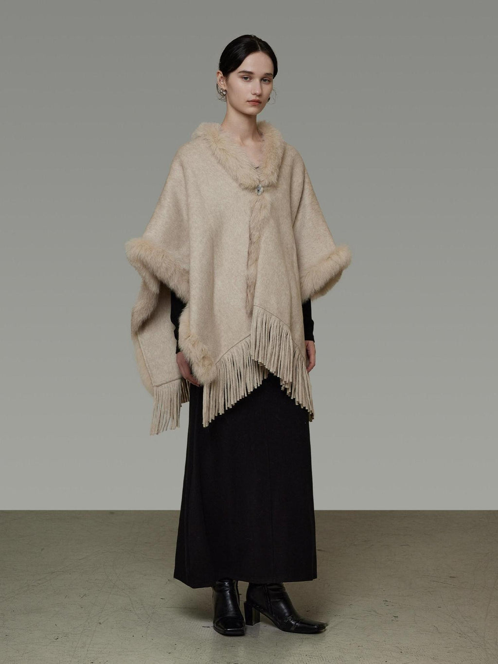 unspoken Pure Wool V-neck Hidden Button Oversized Apricot Minimal Work Knitwear Cardigans