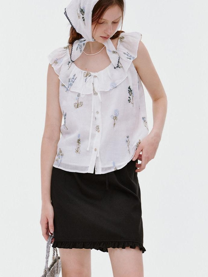 fano Pure Cotton Comfort Relaxed Office Floral Print White Camisoles