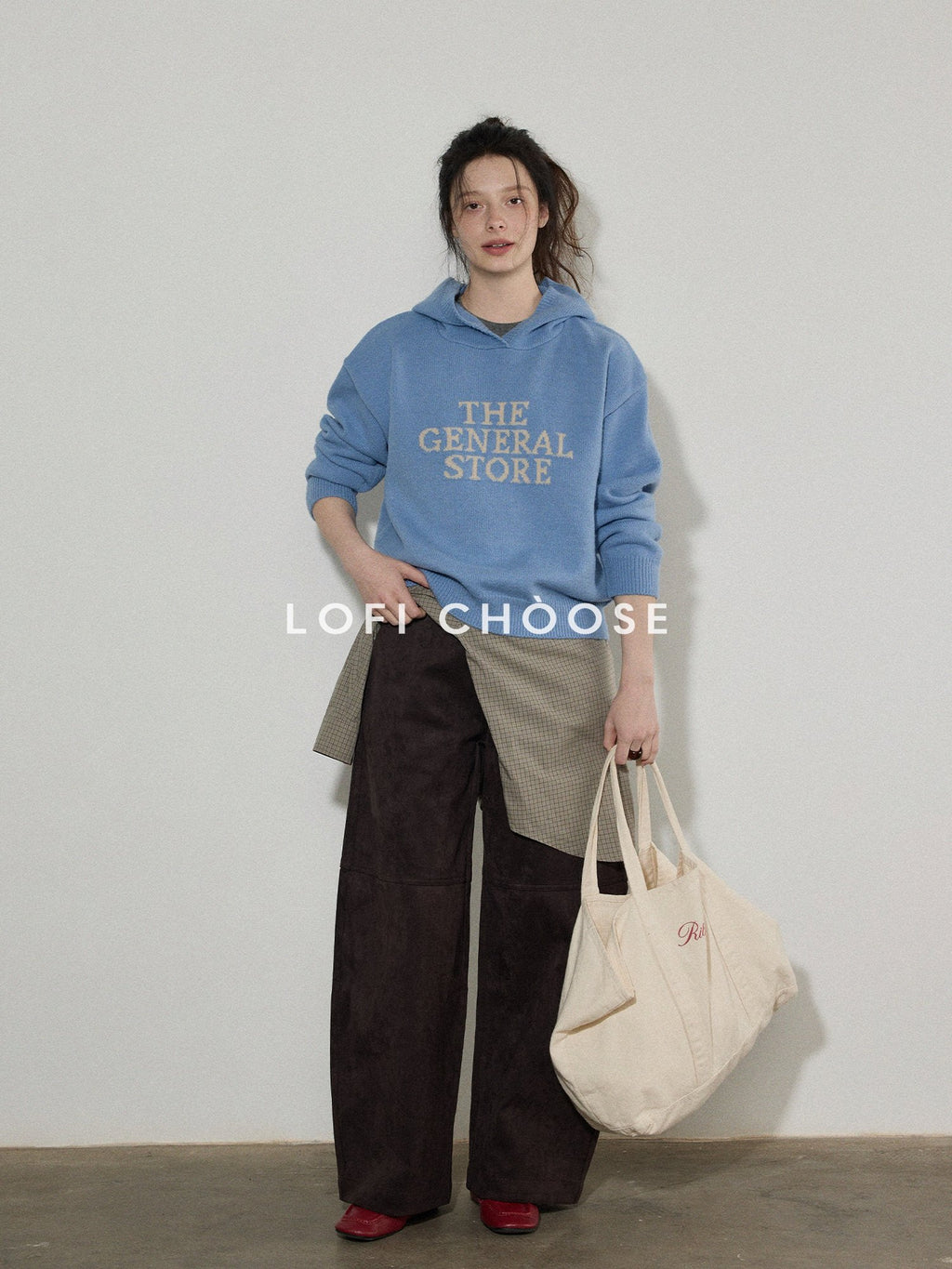 Lofi choose Cozy Knit Colorblock Letter Pullover Commuter Oversized Women Long Sleeve Hoodie
