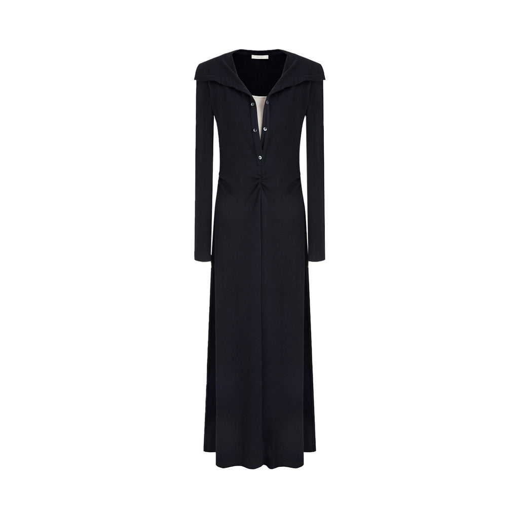 unspoken_Breathable_Modal_Faux_Twopiece_Slim_A_Line_V-neck_Commuter_Maxi_Dresses_MISSTT