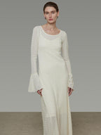 unspoken Breathable Comfortable Commuter Cutout Waist Bell Sleeve Maxi Dresses