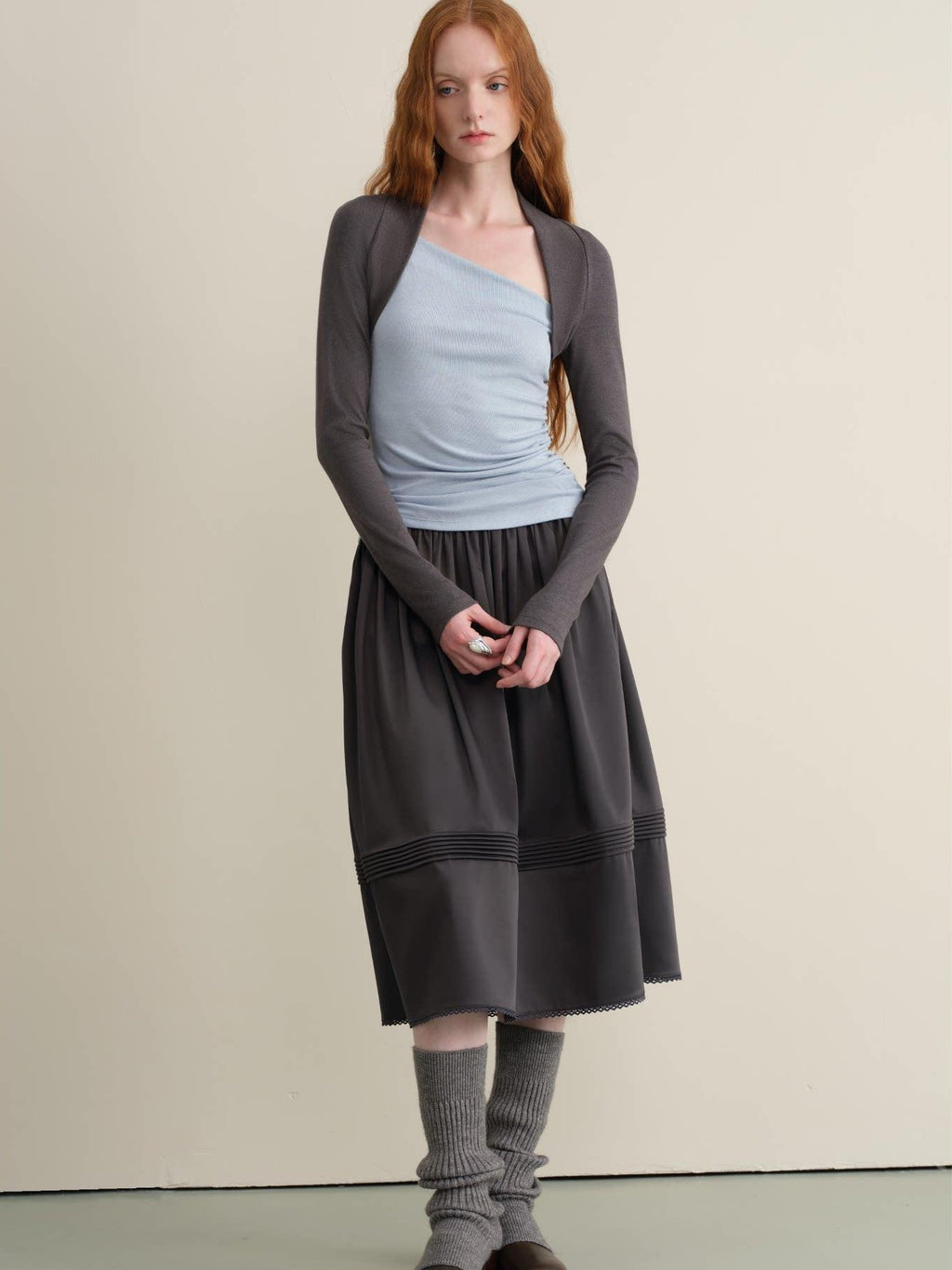 someonesometimes Stretch Viscose Midweight Colorblock Slanted Collar Slim Fit Women Sweaters