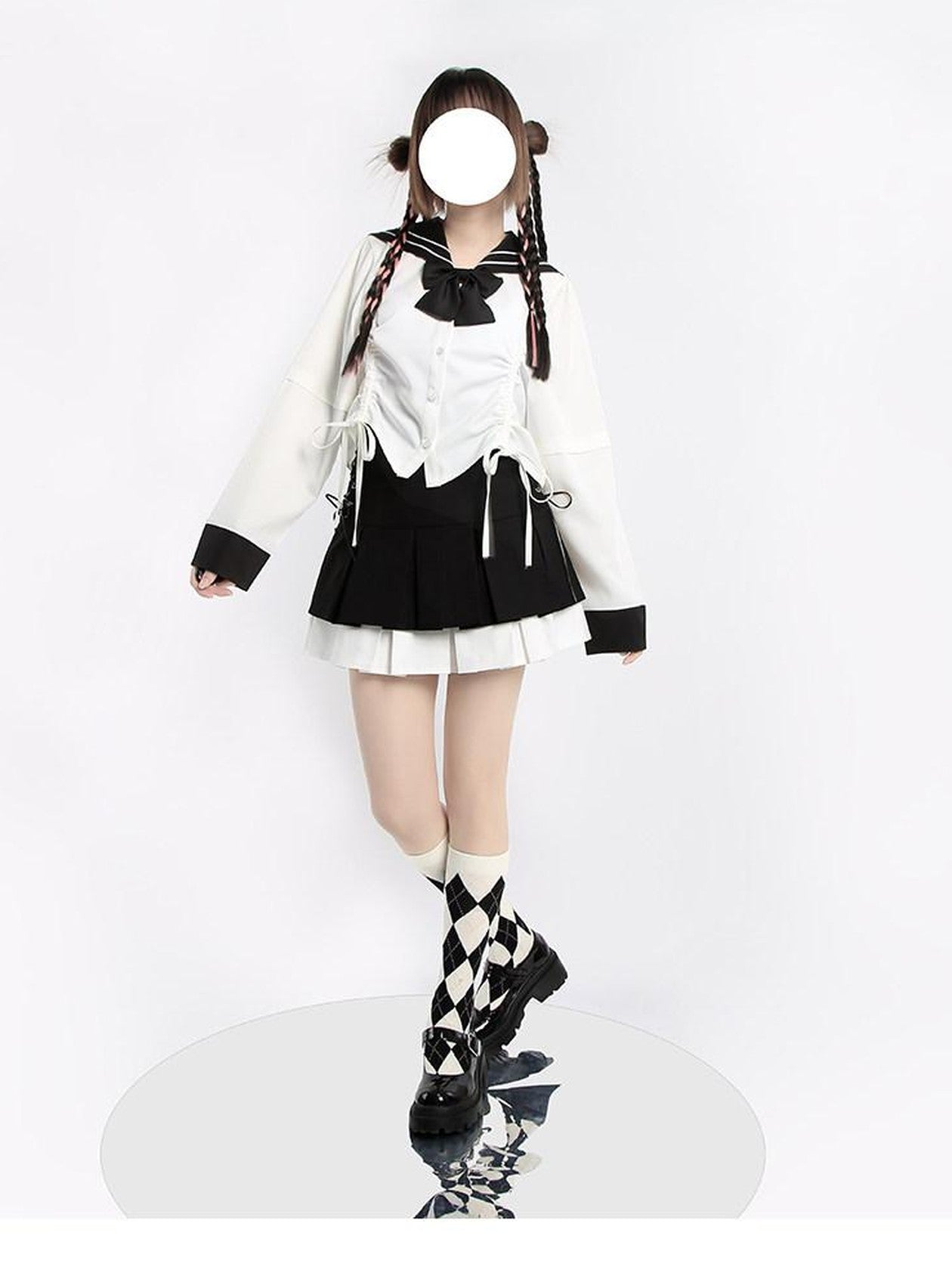 catwish Double Layer Colorblock Laced Pleated Women's Polyester Cotton Mini Skirts