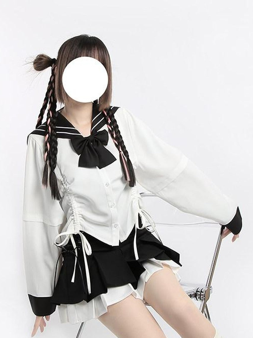 catwish Double Layer Colorblock Laced Pleated Women's Polyester Cotton Mini Skirts