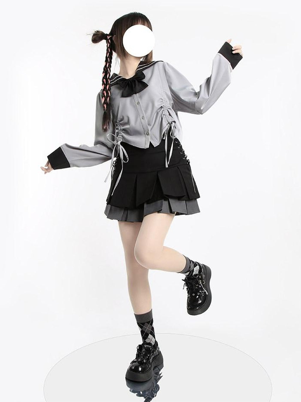 catwish Double Layer Colorblock Laced Pleated Women's Polyester Cotton Mini Skirts