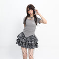 catwish_Gray_Cutout_Lace_Tie_Letter_Print_Slim_Fit_Women's_Viscose_Short_Sleeve_T-shirts_1055616849863_MISSTT