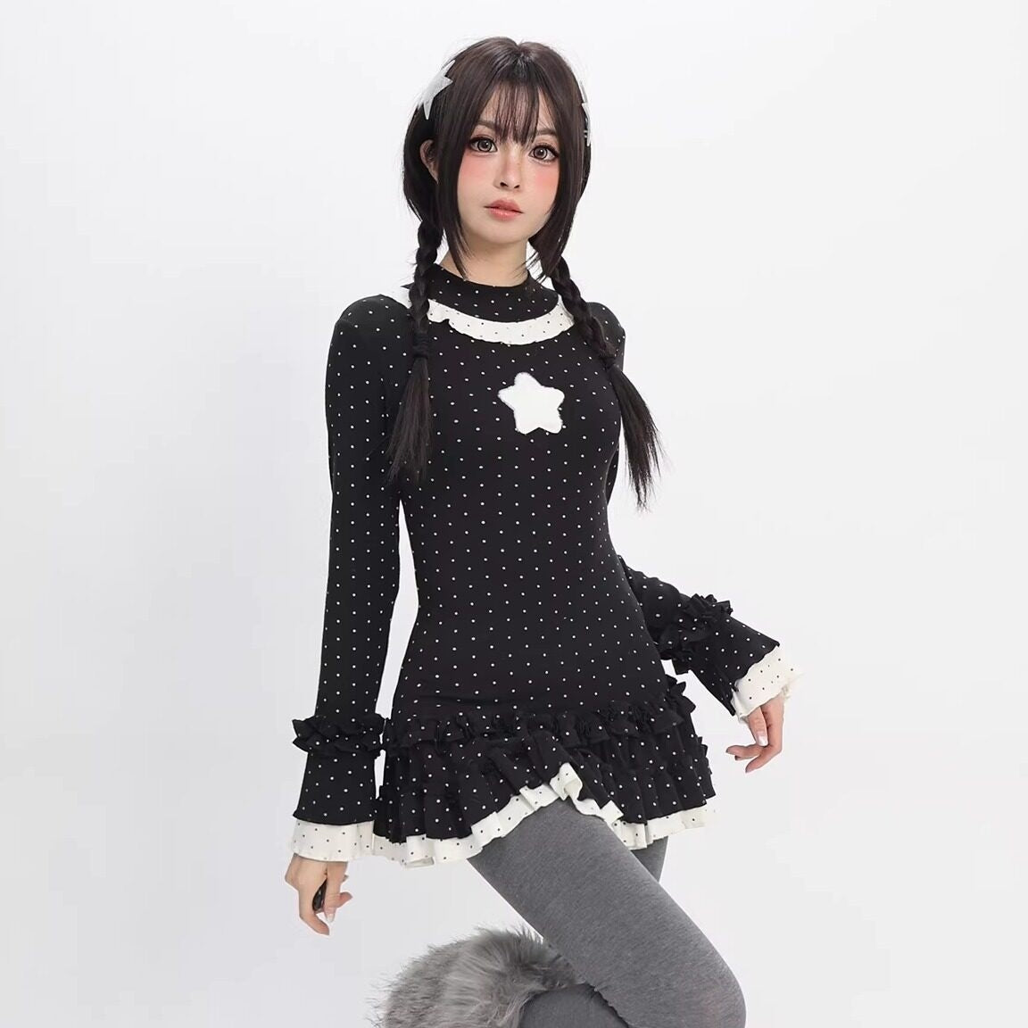 catwish_Polka_Dot_Layered_Lace_Women's_Viscose_Blend_Long_Sleeve_T-shirts_1008086502924_MISSTT