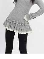 catwish Polka Dot Layered Lace Women's Viscose Blend Long Sleeve T-shirts
