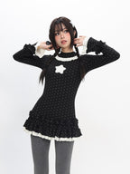 catwish Polka Dot Layered Lace Women's Viscose Blend Long Sleeve T-shirts