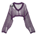 catwish_Purple_Ripped_Knit_Batwing_Cropped_Women's_Acrylic_Top_&_Skirt_Sets_1051847414603_MISSTT