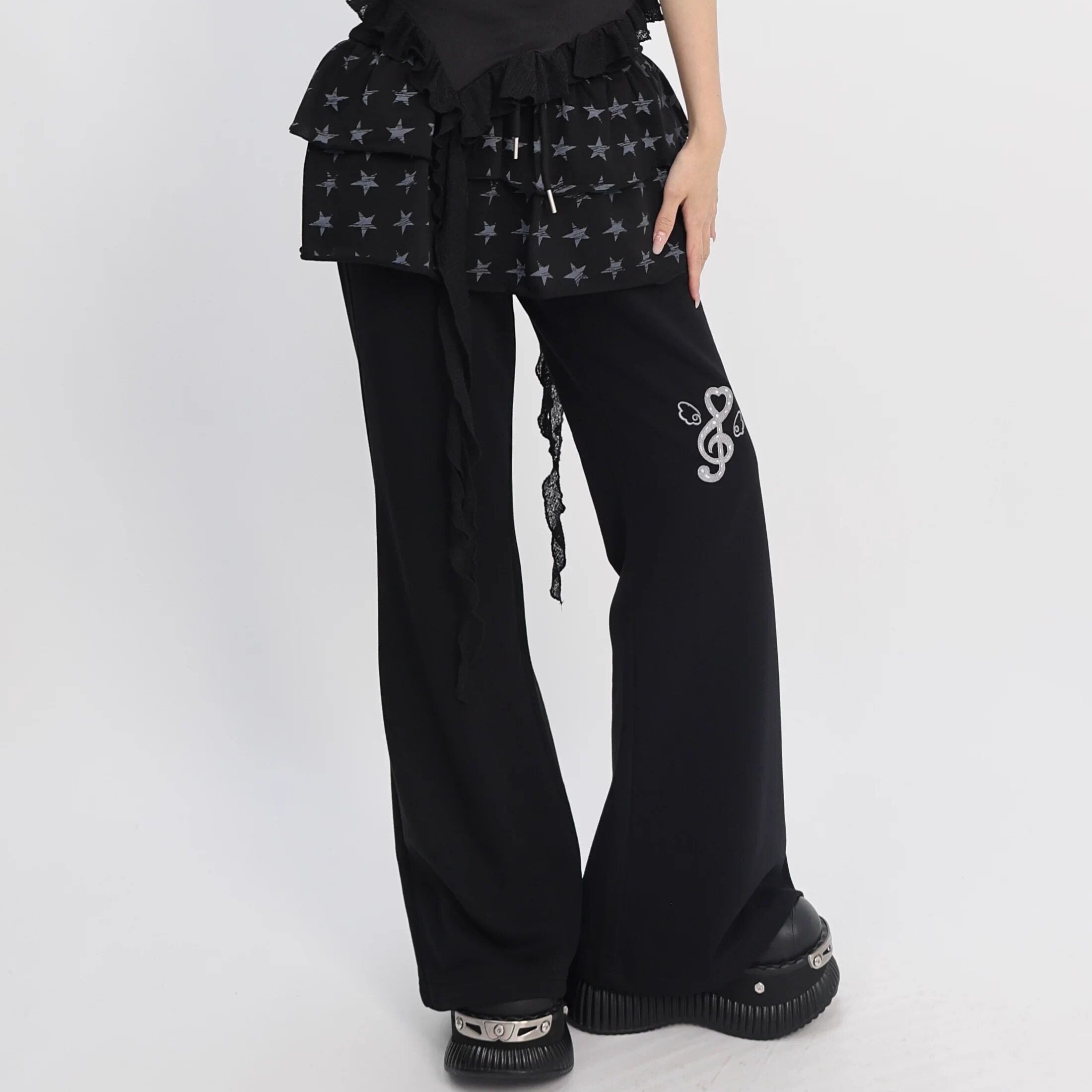 catwish_Star_Print_Drawstring_Low_Waist_Ruffled_Women's_Cotton_Wide-leg_Pants_1028569065537_MISSTT