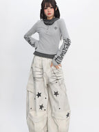catwish Street Graffiti Letter Print Patchwork Faux Layered Women's Cotton Hoodies