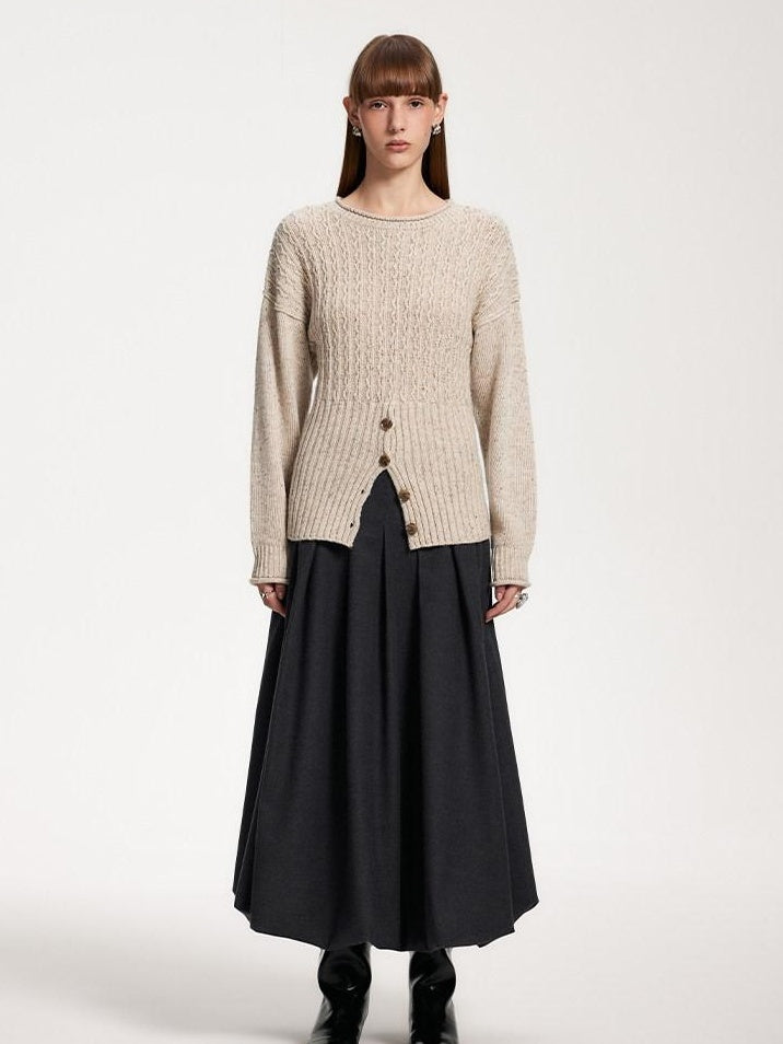 someone sometimes Acrylic Blend Speckled Beige Crew Neck Pullover Office Knitwear Sweaters