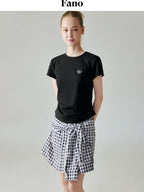 fano Lyocell Stretch Slim Fit Korean Office Black Round Neck Short Sleeve T-Shirts