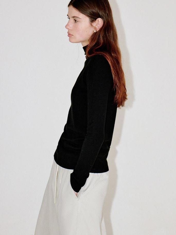 fano Viscose Silk Blend Slim Fit Half Open Collar Long Sleeve Women Knit Sweaters