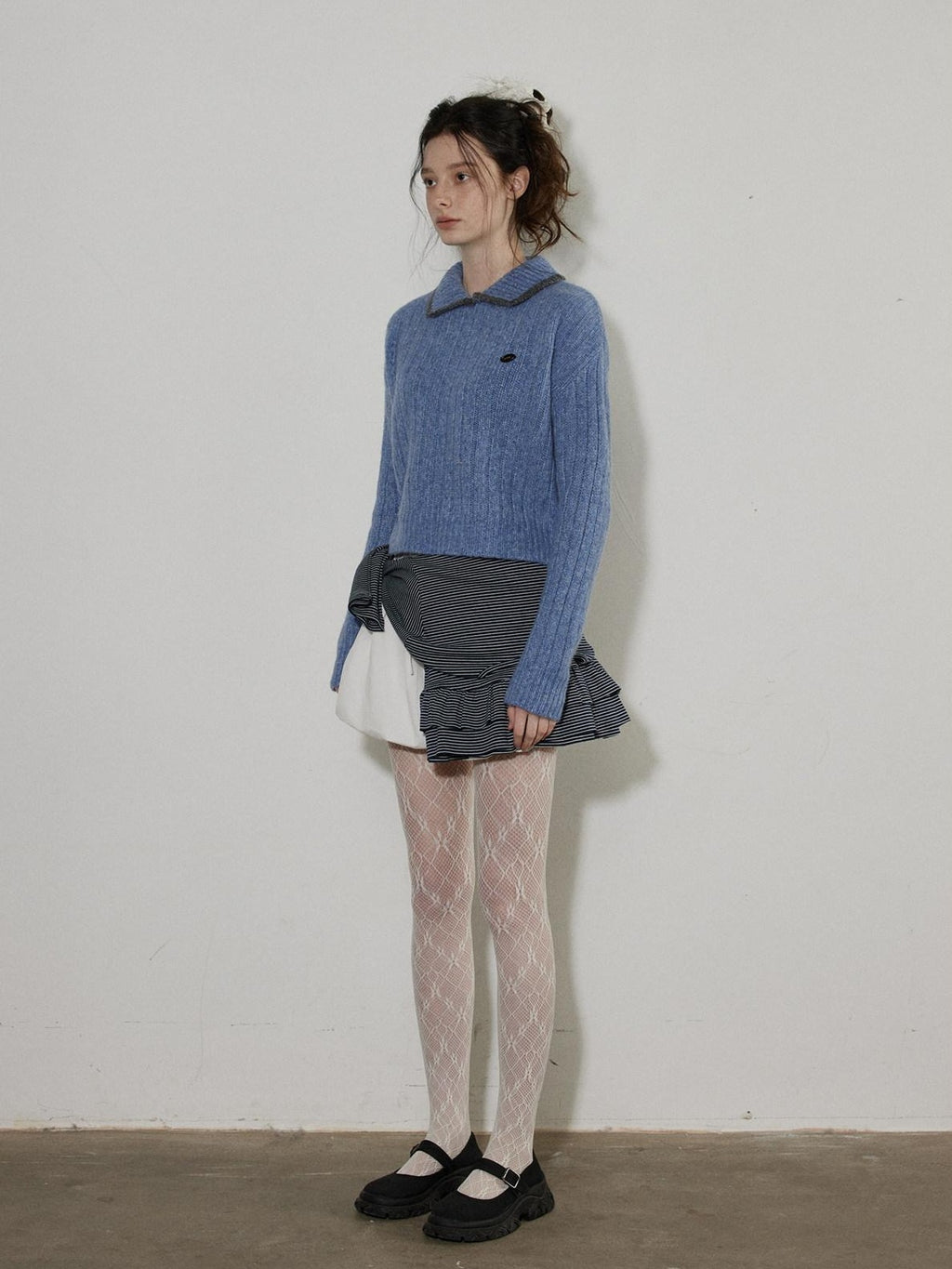 Lofi choose Comfortable Relaxed Fit Office Pullover Long Sleeve Knit Blue Green Sweaters