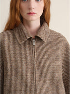 someone sometimes Wool Blend Retro Loose Zip Lapel Long Sleeve Women Multicolor Cropped Jackets