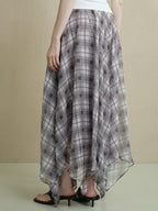 someonesometimes Flattering Commuter Slim Tie Strap Plaid Vest And Skirt Women Top & Skirt Sets