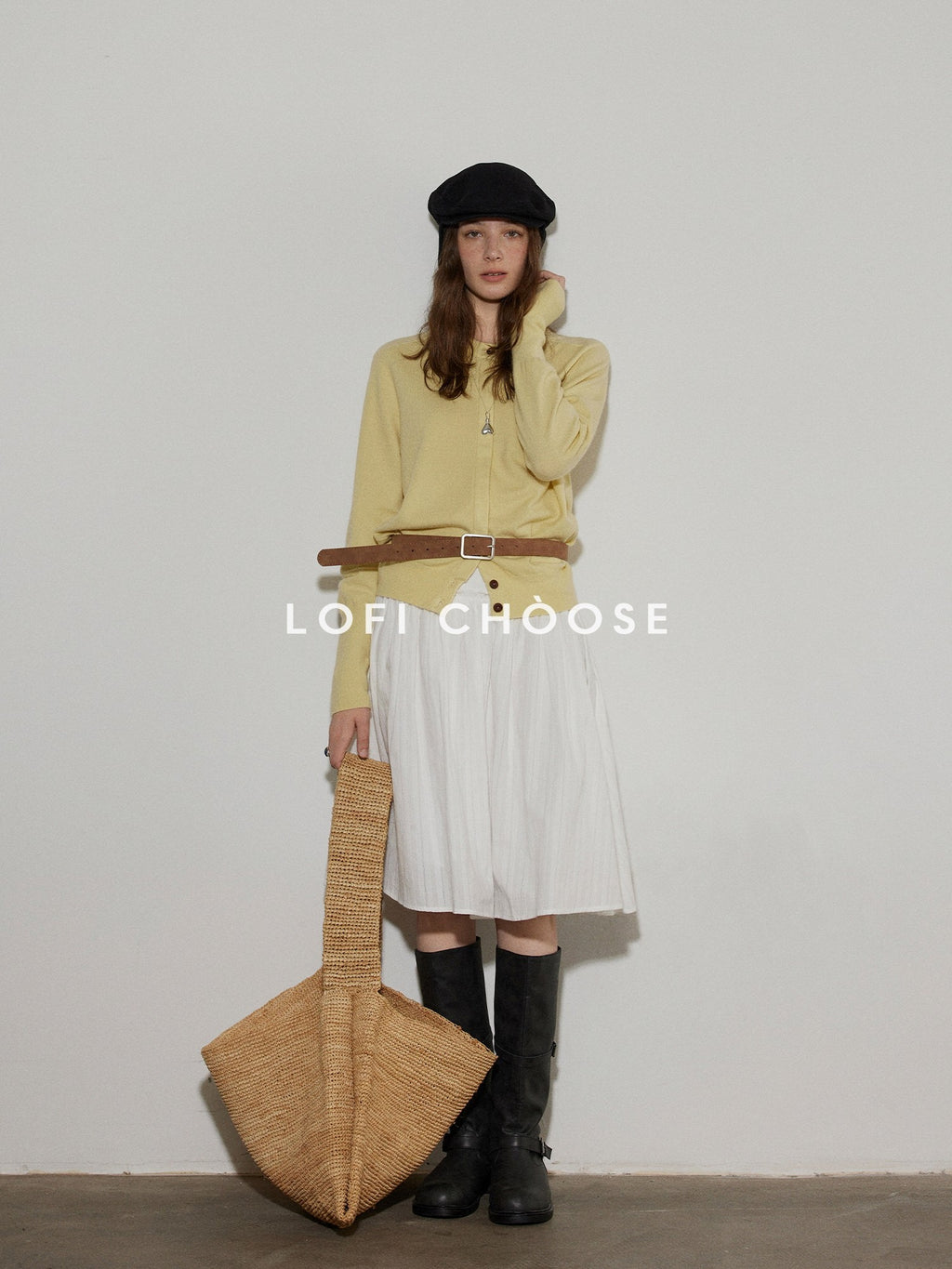 Lofi choose Button Front Knit Regular Fit Office Women Round Neck Yellow Charcoal Cardigans