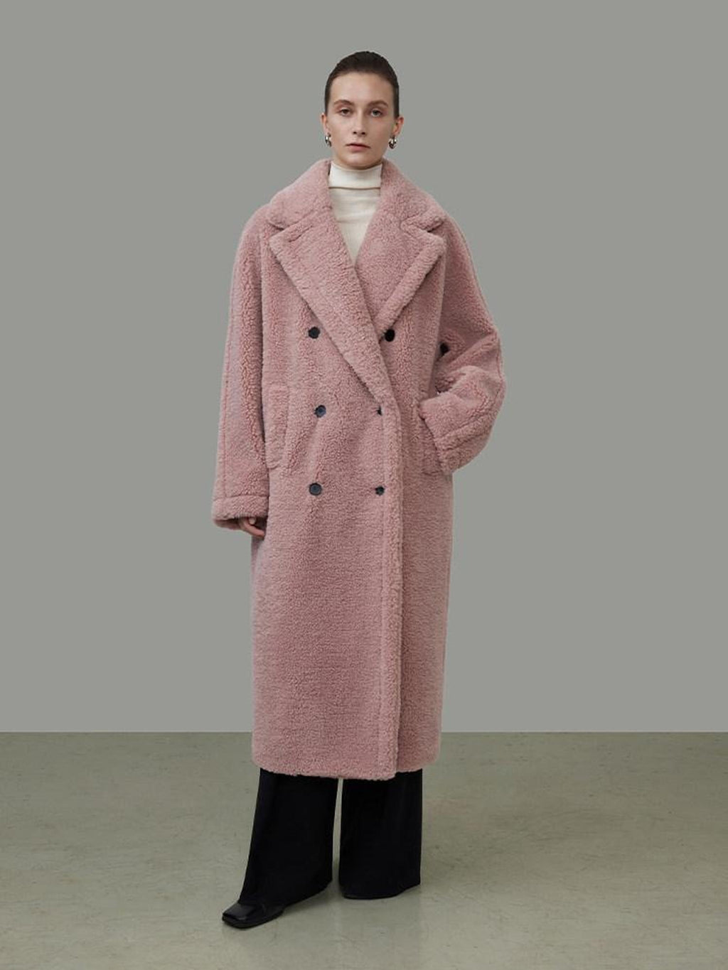 unspoken Thick Warm Tailored Straight Cut Double Breasted Long Women Wool Coats