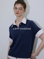 Lofi choose Soft Loose Fit Henley Collar Commuter Workwear Navy Grey Short Sleeve T-Shirts