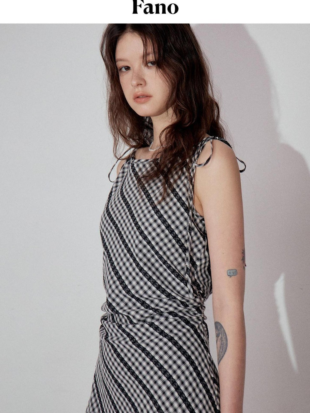 fano Plaid Waist Defining Korean Office A Line Round Neck Casual Women Maxi Dresses