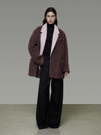 unspoken Soft Wool Blend Loose Commuter Coat 3D Tailoring Lapel Collar Women Wool Coats