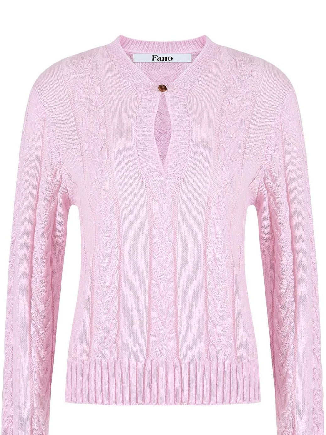 fano Warm V-neck Button Detail Minimal Commuter Fit Pink Women Acrylic Blend Sweaters