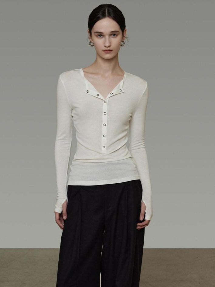 unspoken Breathable Skin Friendly Slim Fit Button Half Collar Women Knit Cardigans