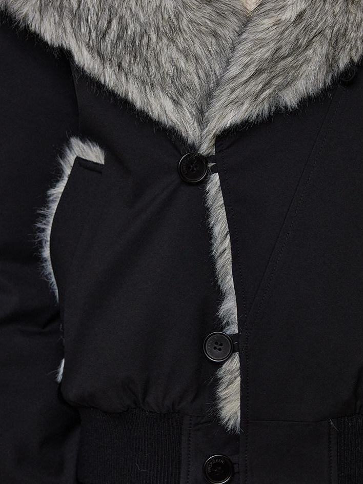 unspoken Warm Thick Fur Collar Loose Commuter Women Black Everyday Short Coat