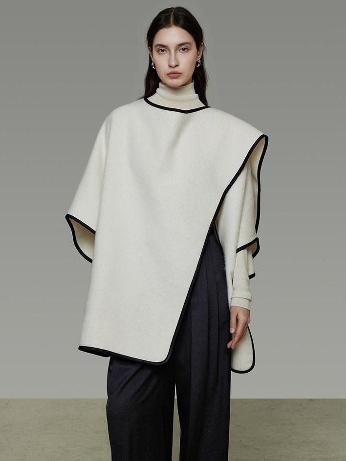 unspoken Premium Sheep Wool Blend 3D Tailored Loose Fit Commuter Women White Wool Coats