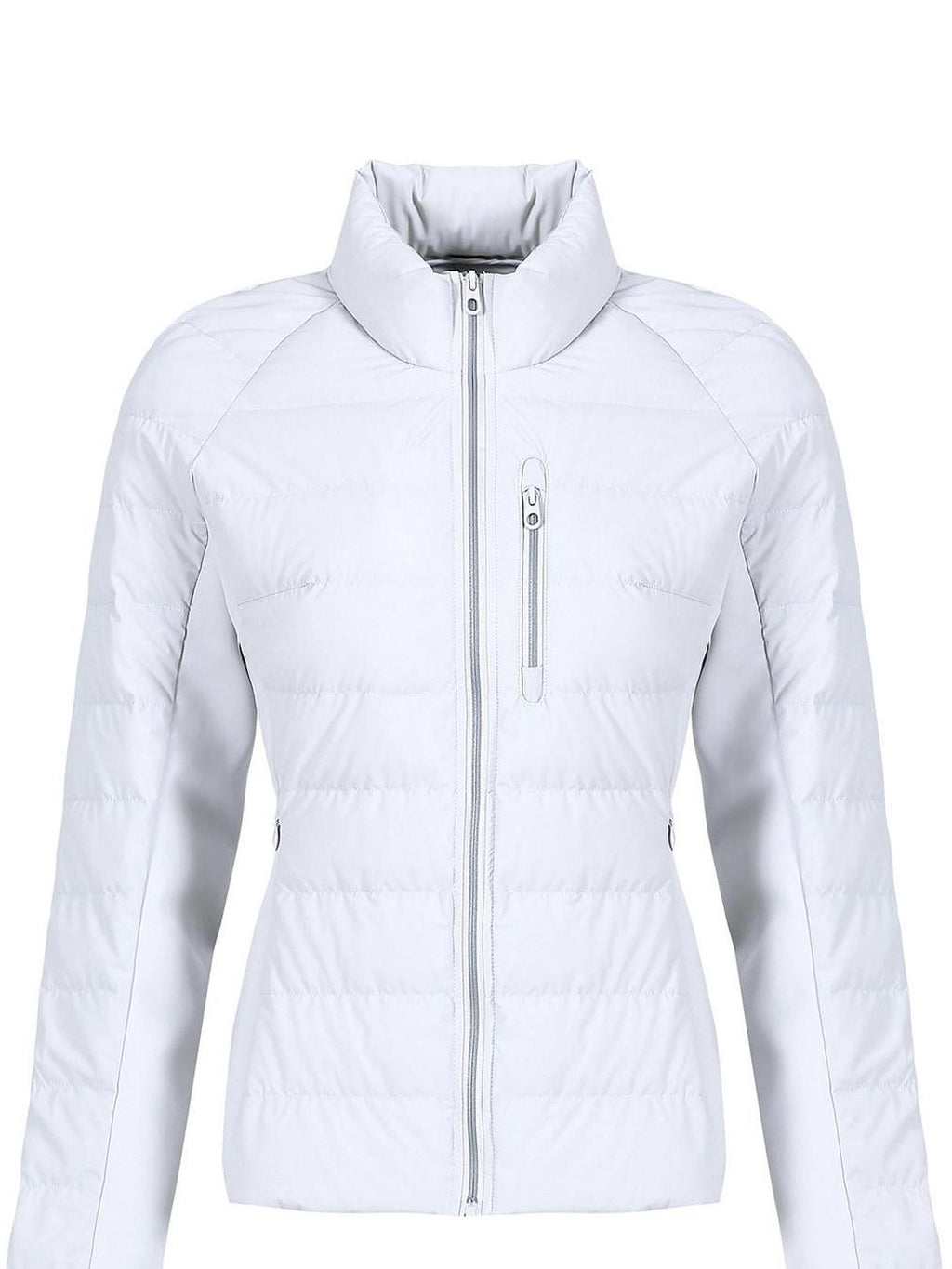 fano 90 Percent Goose Down Slim Stand Collar Zipper Women Light Gray Down Jackets