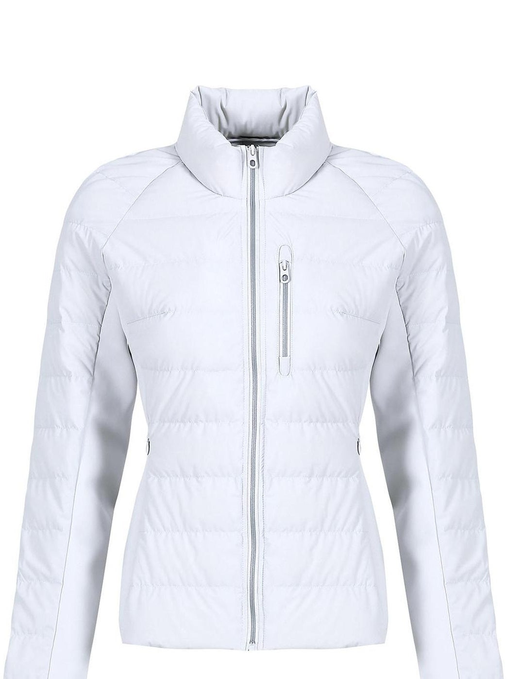 fano 90 Percent Goose Down Slim Stand Collar Zipper Women Light Gray Down Jackets
