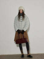 Lofi choose 90% White Duck Down Commuter Loose Fit Hoodless Zip Light Blue Down Jackets