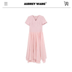 audreyyang_Refined_Solid_V-neck_Natural_Waist_Short_Sleeve_Casual_Polyester_Maxi_Dresses_MISSTT