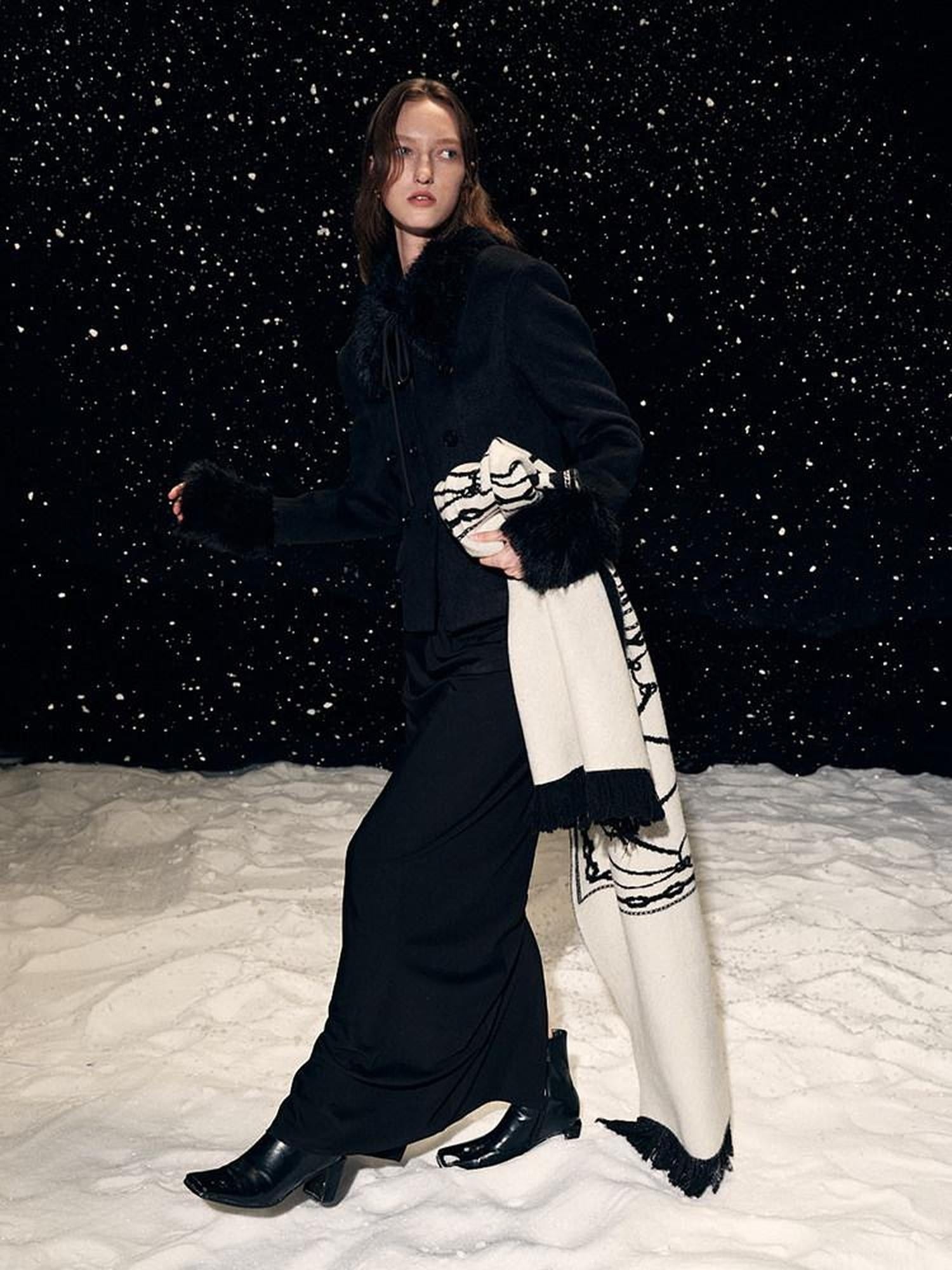 unspoken Soft Acrylic Fringed Rectangular Warm Women Black Gray Scarves