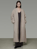 unspoken Cozy Sheepswool Belted Loose Fit Minimal Office V-neck Mid Length Wool Coats