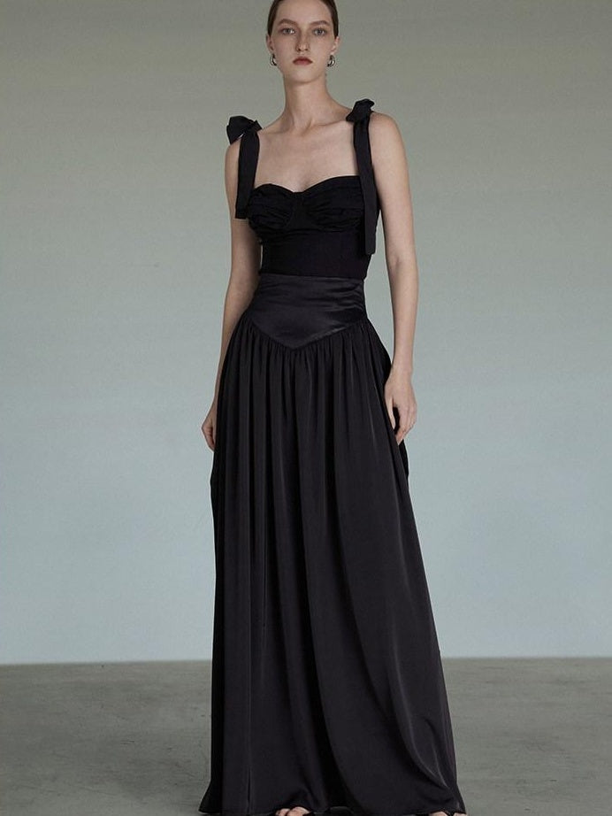 unspoken Sleek Slim Fit Spaghetti Strap Workwear Dress Women Solid Color Maxi Dresses