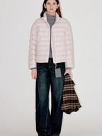 fano Warm 90 Percent Duck Down Straight Commuter Short Pink Fur Collar Down Jackets
