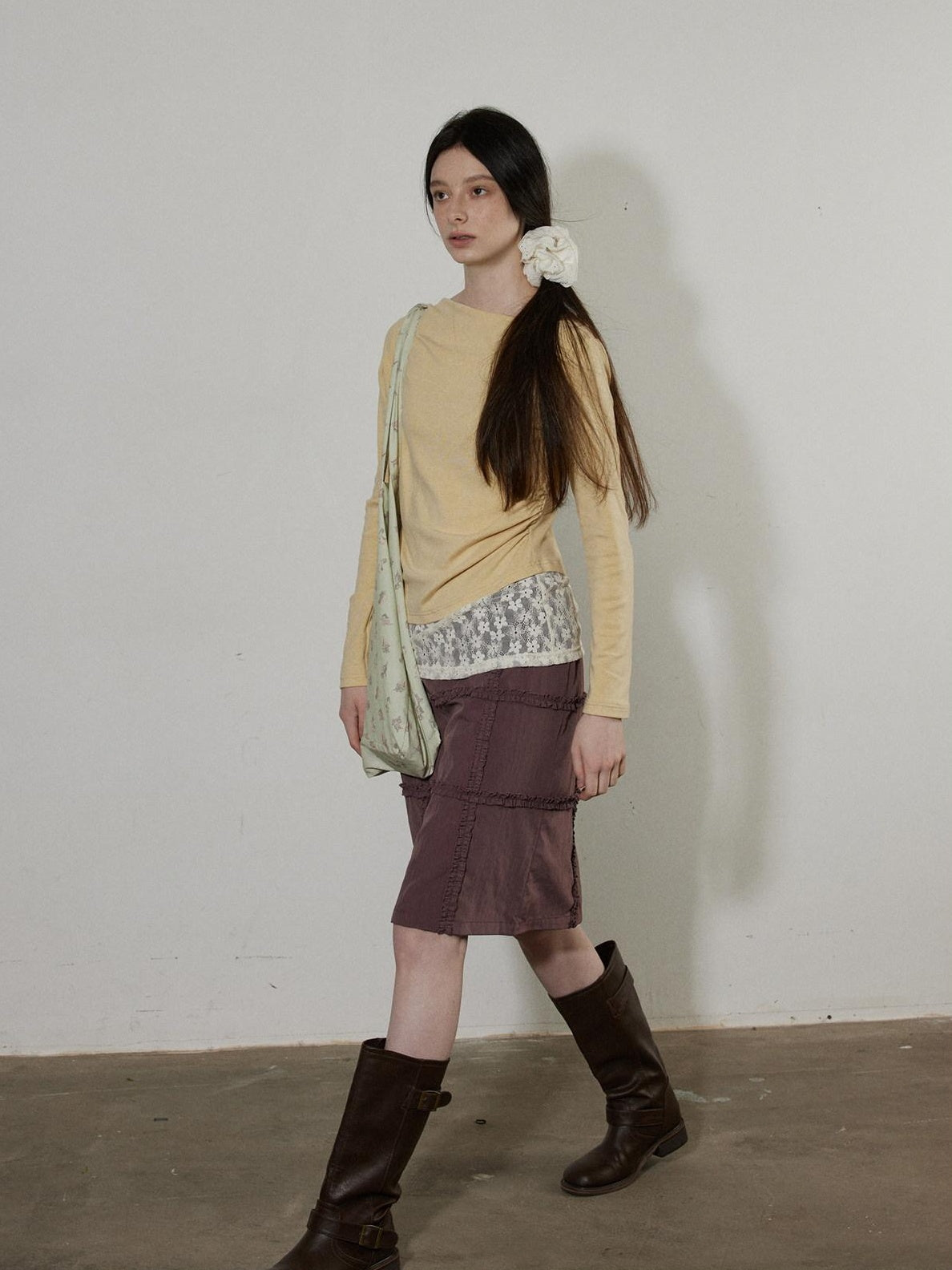 Lofi choose High Waist Loose Fit Office Ready Young Women Purple Blue White Midi Skirts