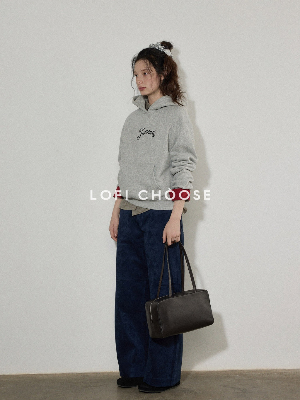 Lofi choose Fleece Lined Oversized Hooded Pullover Commuter Style Women Heather Gray Hoodie